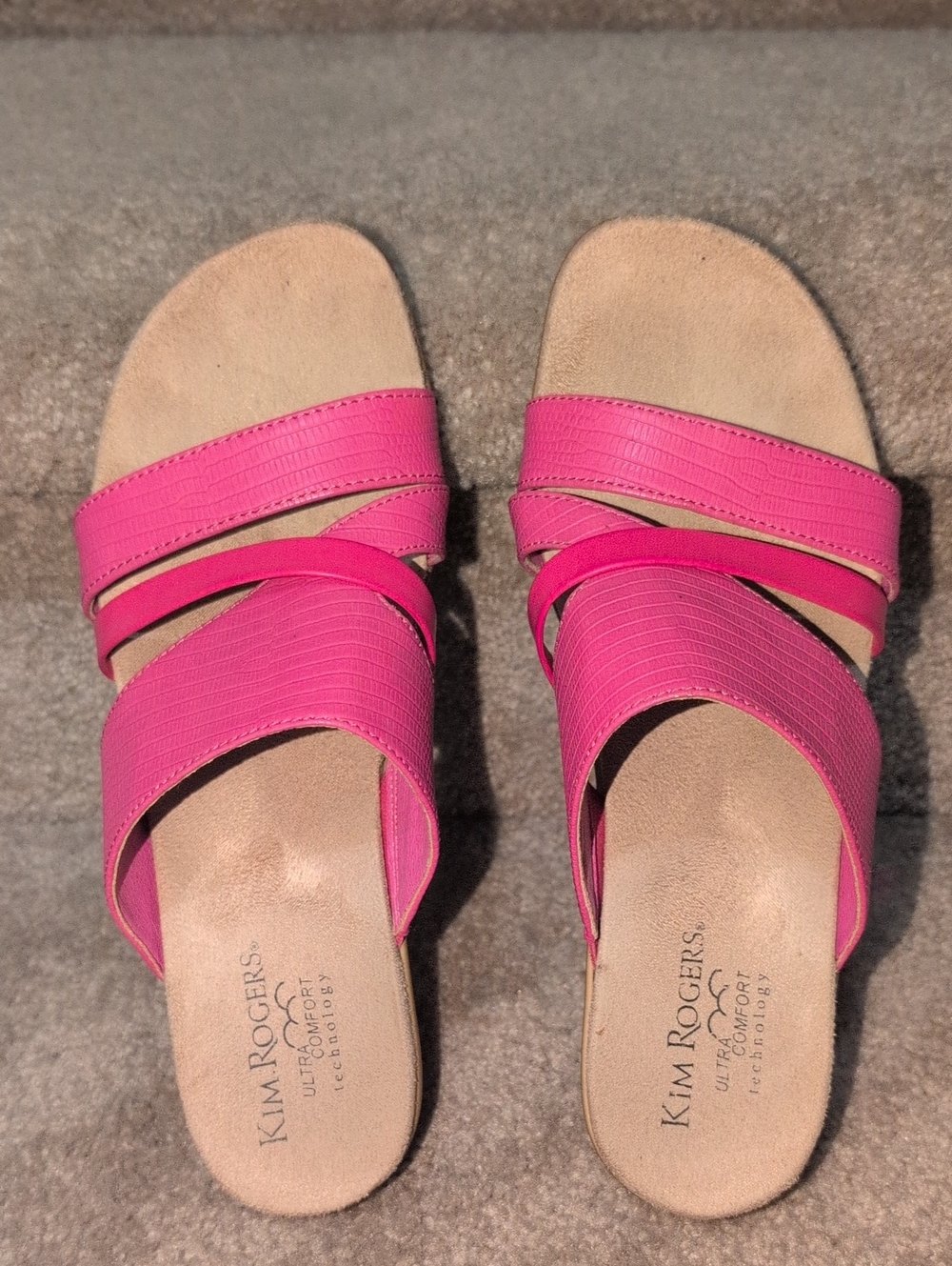 Kim Rogers Hot Pink Strappy Slide Mules